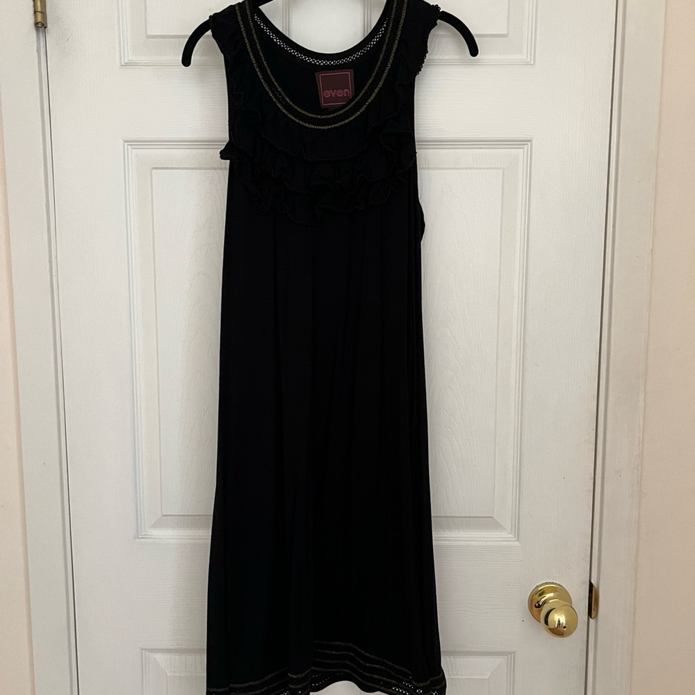 Black Sleeveless Dress with Ruffle Detail